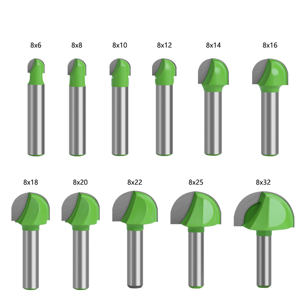 8 round-bottom woodworking milling cutters, round-head cutters, R-corner semi-circular lace ball cutters, engraving machine cutter heads for slotting details Picture
