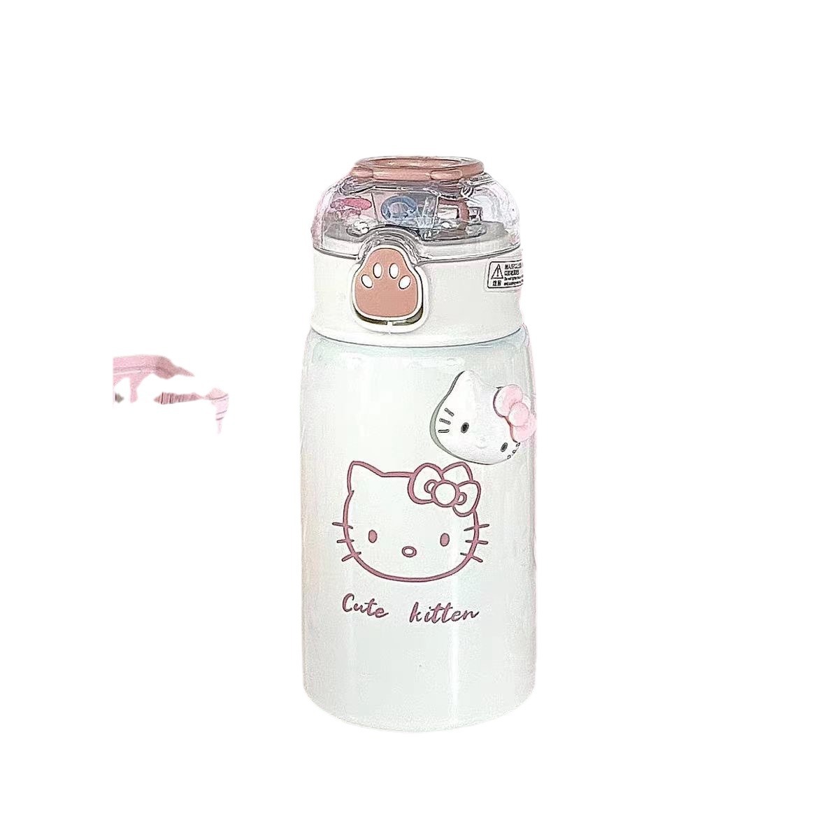 Cat-paw insulated cup, high appearance level, cute cartoon girl straw cup, 304 stainless steel portable student and children's cup Item Picture