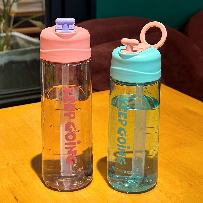 Summer new high appearance level with straw, portable plastic children's water cups for boys and girls, heat-resistant for primary school students Specification drawing