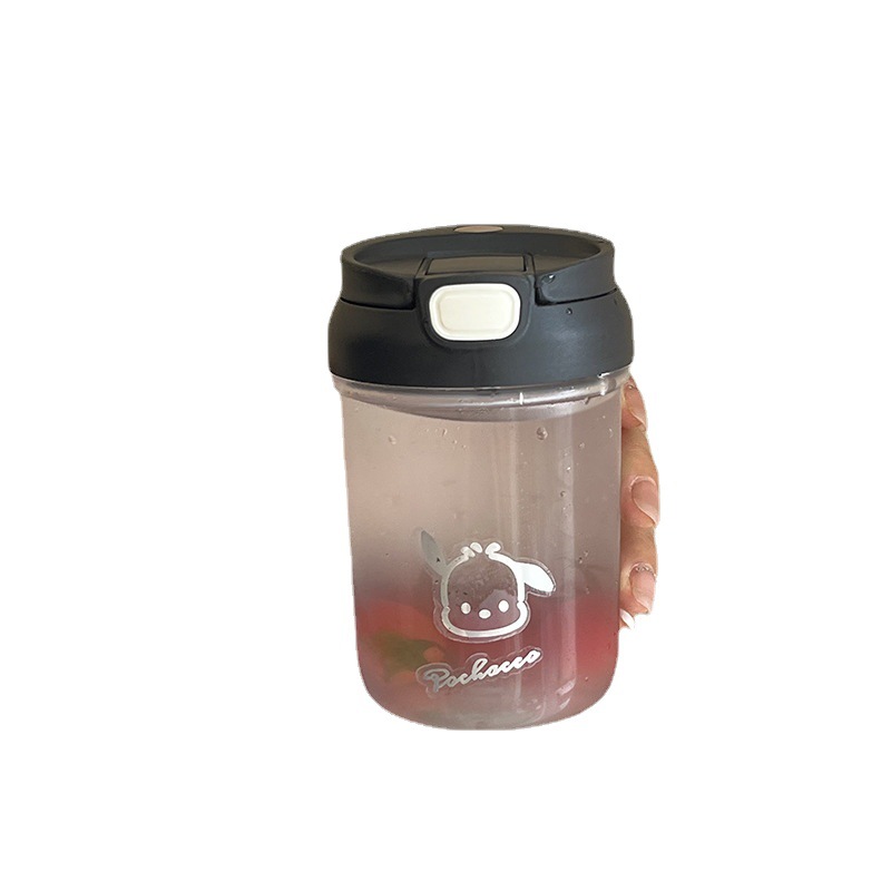 Fashionable and fresh plastic straw cup, high-temperature resistant and explosion-proof, portable and cute for girls, dog-printed drinking cup Item Picture