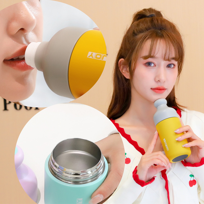 Cute and fun mini color-blocking insulated cup, cold preservation stainless steel office white-collar elite workplace cup gift, convenient water cup Application Scenario