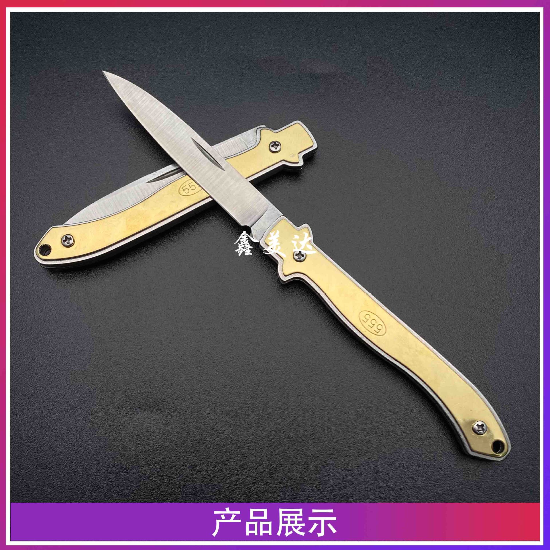 Folding small steel knives are sold in supermarkets for outdoor camping self-defense knives wholesale. They are portable and can be used to open packages. They are available in two-yuan stores details Picture