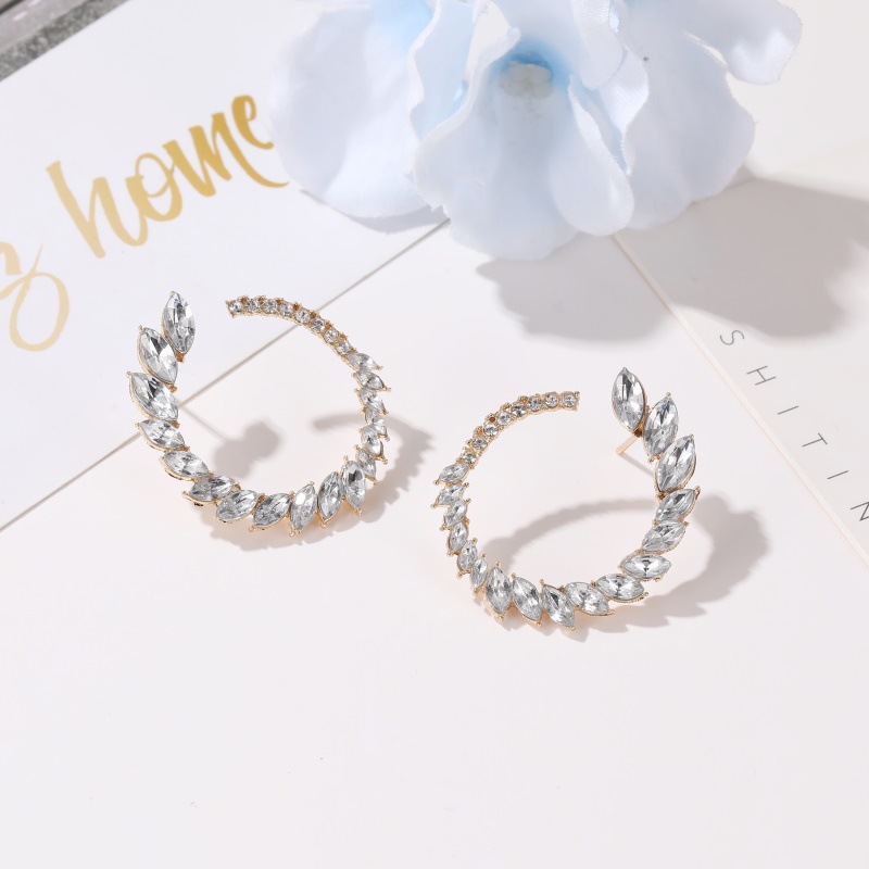 New European and American personalized earrings, horse eye zircon earrings, women's unique and elegant stud earrings, super flash zircon bridal earrings Application Scenario