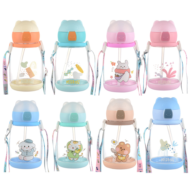 Summer creative and cute straw cup, student outdoor portable backpack plastic water cup, children's internet-famous casual cup customization Item Picture