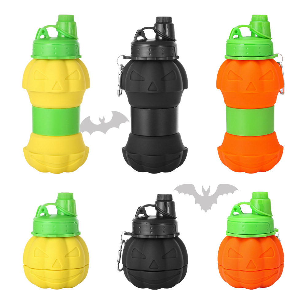 Cross-border silicone Ghost Festival pumpkin water bottle foldable portable sports Cup Halloween Creative sports water bottle details Picture
