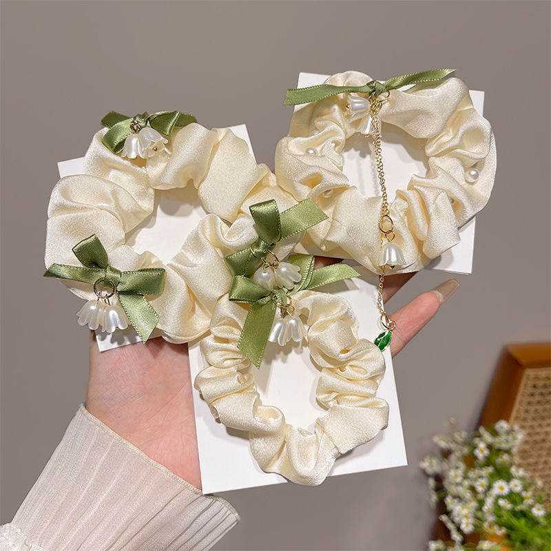 Lily of the valley hair tie, hair band tie, hair accessory, high appearance level hair accessory, fresh and light forewood-style large intestine hair band accessory details Picture