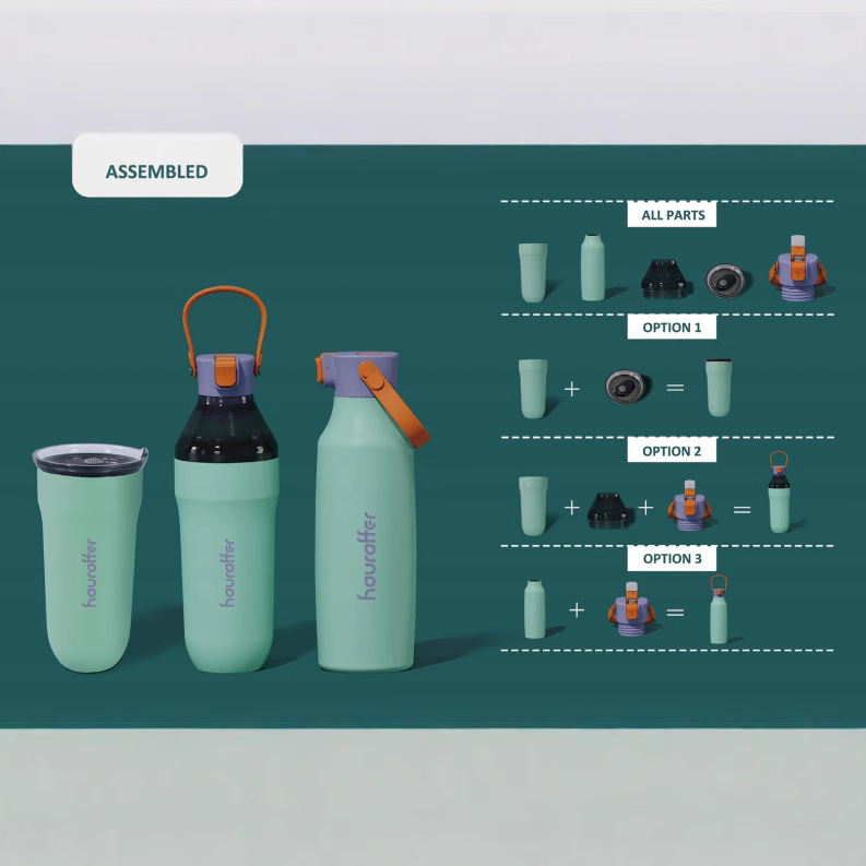 New product three-combination design detachable lid car cup stretchable inner liner private mold best-selling combination set water cup full figure