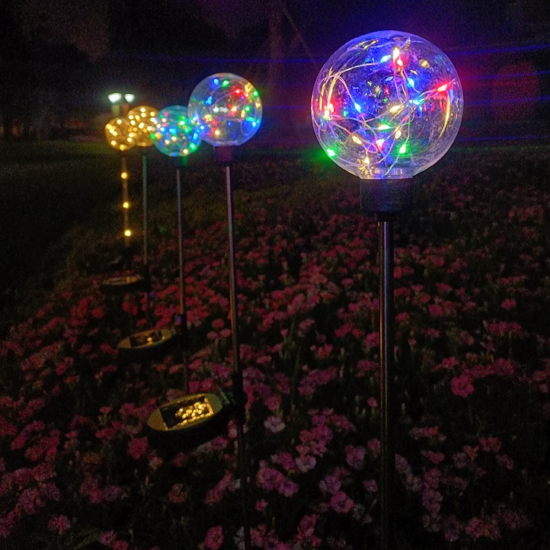 Solar copper wire spherical lamp, garden and courtyard decorative landscape insert lamp, outdoor decorative lawn lamp Specification drawing