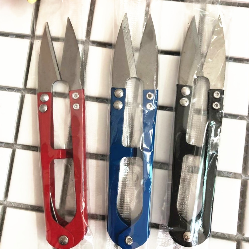 Wholesale colored U-shaped shears, spring yarn shears, cross-stitch U-shaped shears, three-color tailor thread end shears full figure