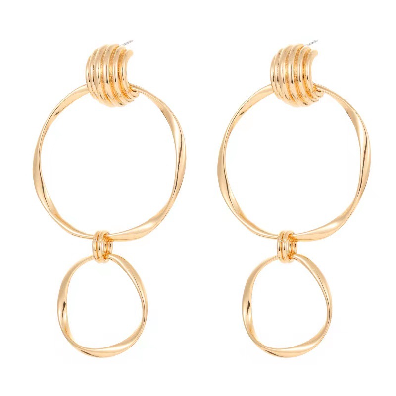 European and American cross-border geometric metal irregular earrings, women's fashion, niche design sense, ins style hollowed-out earrings and stud earrings Item Picture