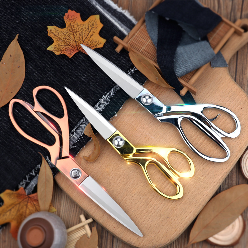 Lin Tai's gold-plated tailor scissors, alloy clothing thread fabric scissors, 8-inch, 9-inch and 10-inch tailor scissors, sewing scissors Specification drawing