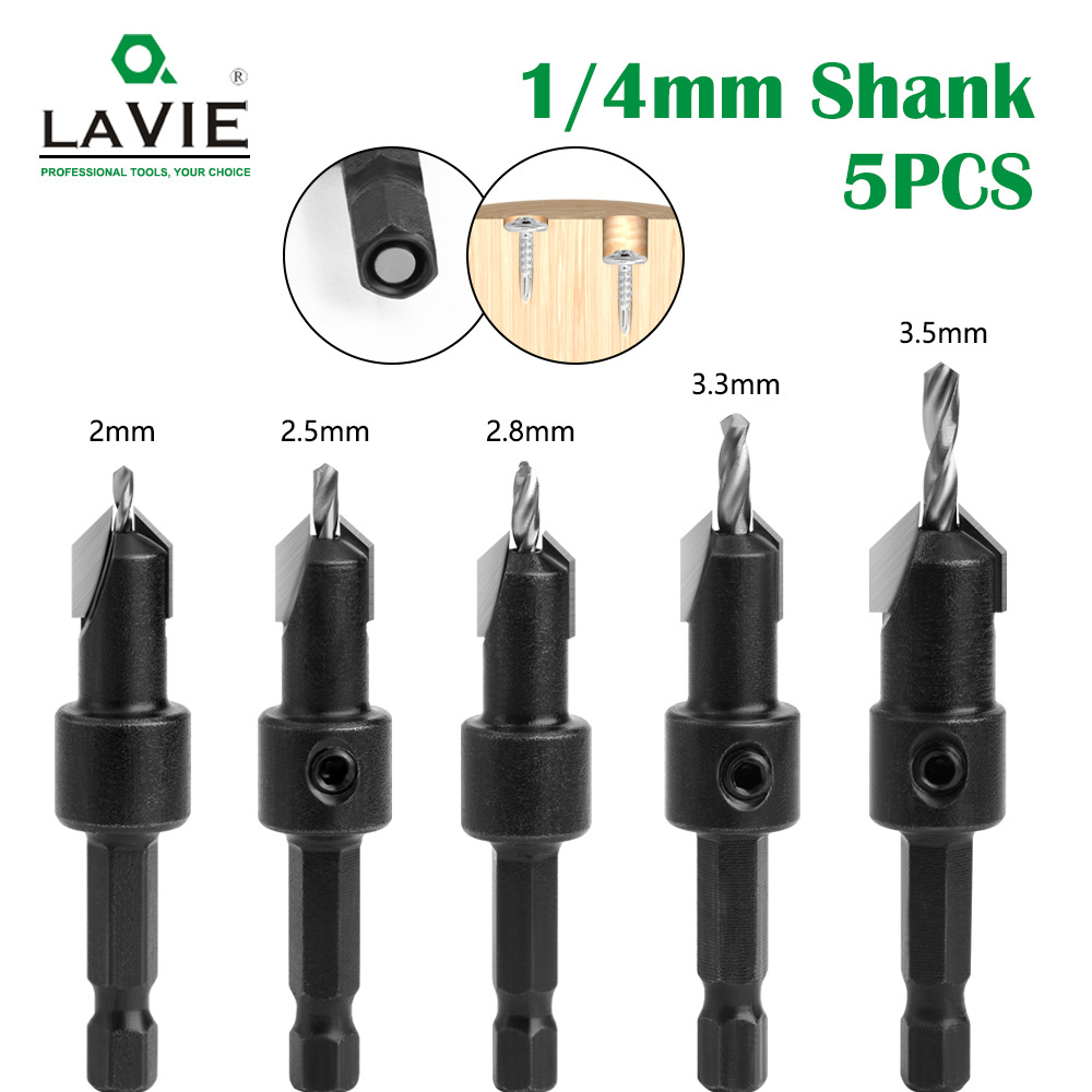 Hexagonal handle counterbore drill, black woodworking counterbore drill, screw step drill, self-tapping screw, alloy head, wood installation full figure