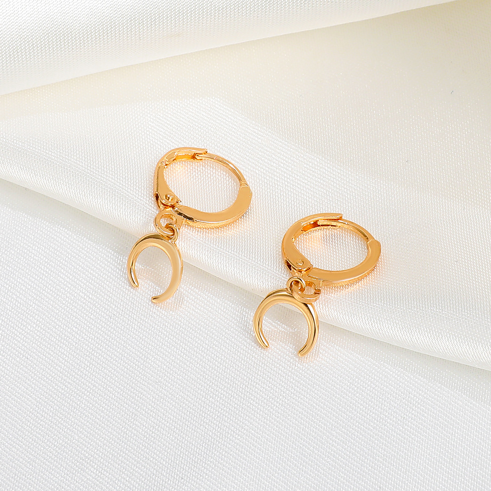 New cross-border moon earrings from Europe and America, with a simple and elegant style on Instagram. The crescent-shaped ear loops and ear rings are fashionable and individual Specification drawing