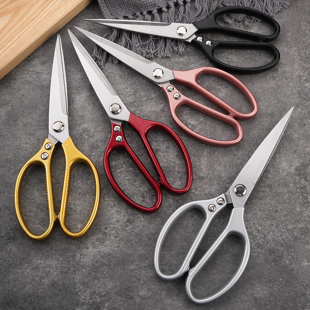 Stainless steel powerful kitchen barbecue scissors for cutting chicken and fish, extended and thickened, scalding and rust-proof food scissors Specification drawing