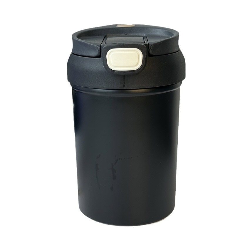 Cute large-capacity insulated cup, new pop-up lid straw water cup, household and student portable solid-color cup, cold preservation cup Item Picture