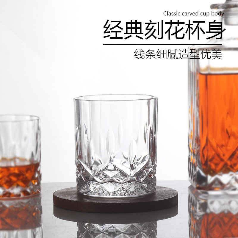 Wholesale household crystal glass whisky and spirits cups, commercial brandy cups for hotels, European-style glass cups and wine sets Specification drawing