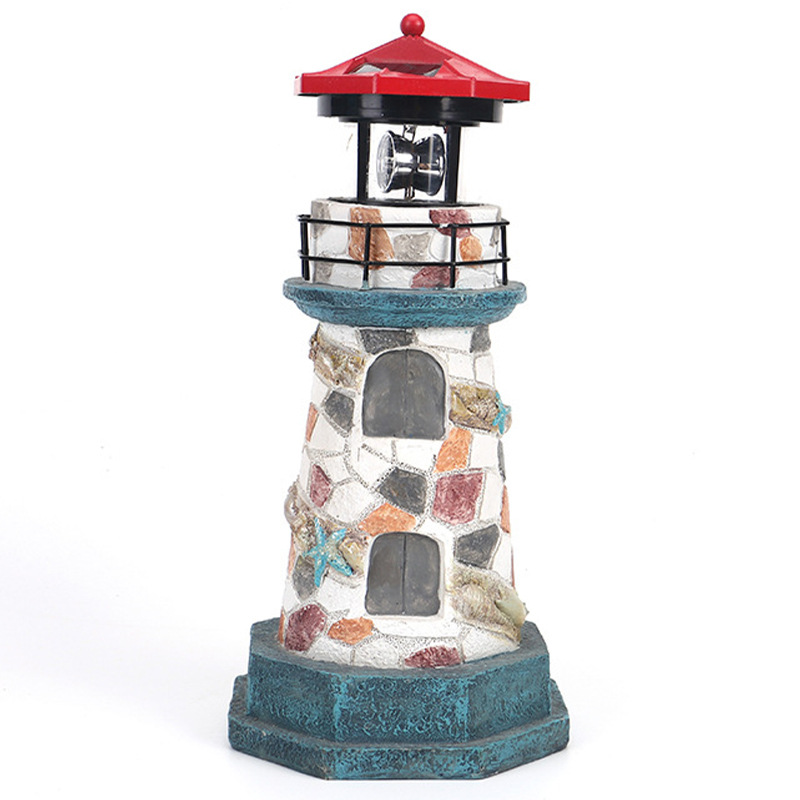 Classic creative lighthouse solar lamp, villa courtyard outdoor landscape lamp, resin decorative art piece lamp Item Picture
