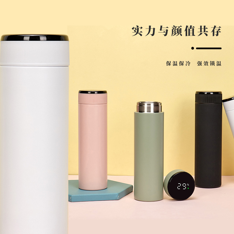 304 stainless steel vacuum insulated cup, intelligent temperature measurement, business office straight cup, car water cup, gift cup wholesale details Picture