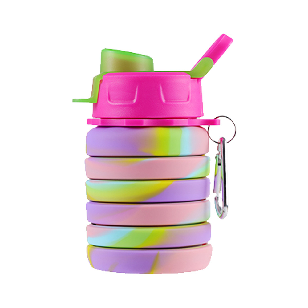 Cross-border stretchable silicone camouflage water bottle, outdoor folding water cup, sports water bottle, custom watch bottle Item Picture