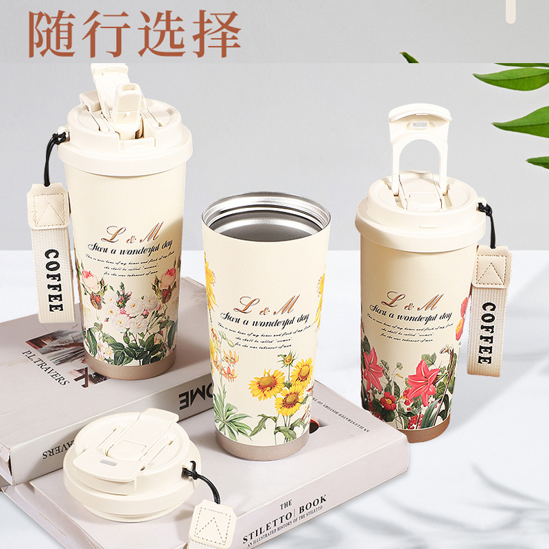New Lily of the bell coffee cup, 316 stainless steel insulated cup, seamless inner liner card coffee cup, ceramic inner liner insulated cup Specification drawing