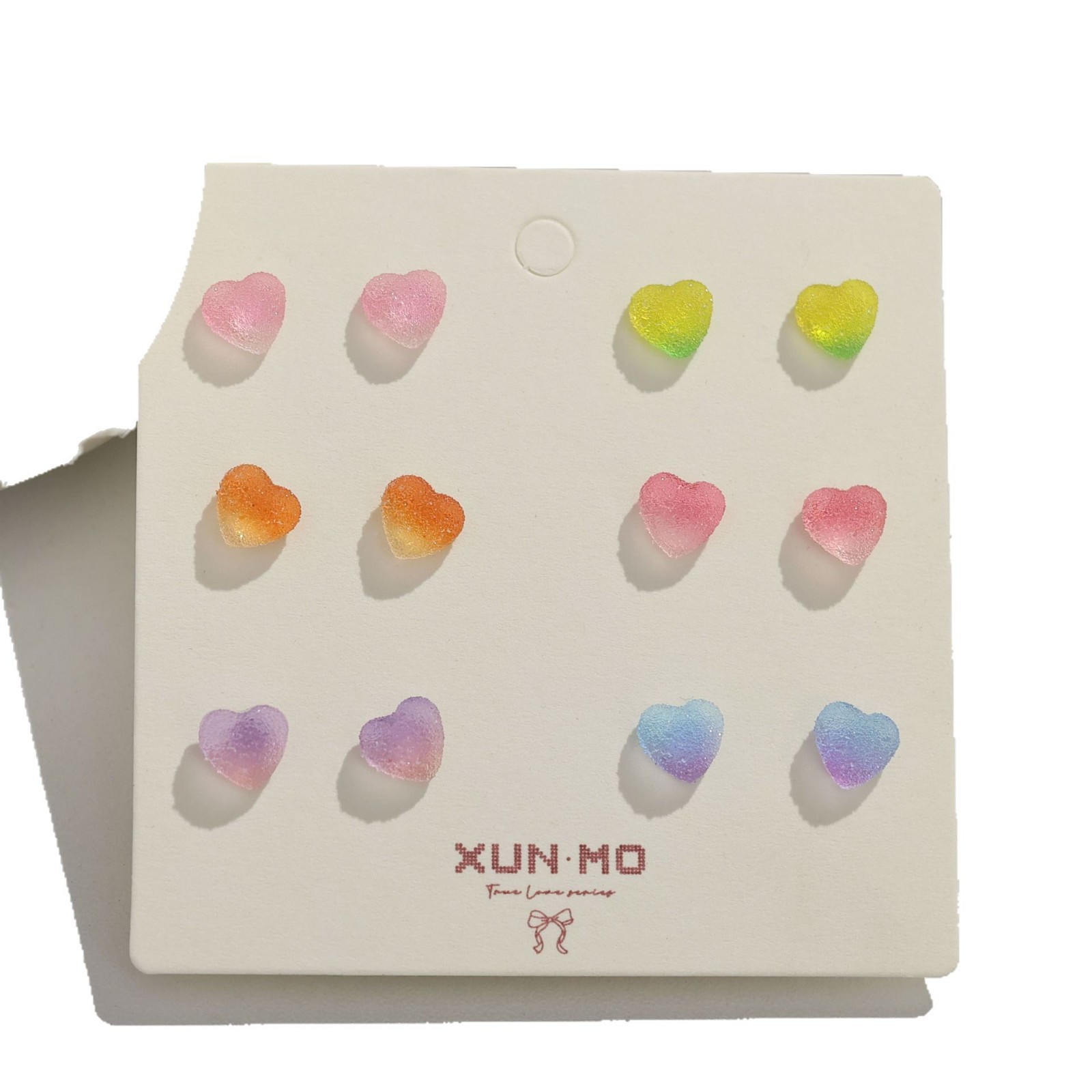 Colorful gummy heart-shaped stud earrings set for female students, simple dopamine earrings, versatile and niche earrings wholesale Item Picture