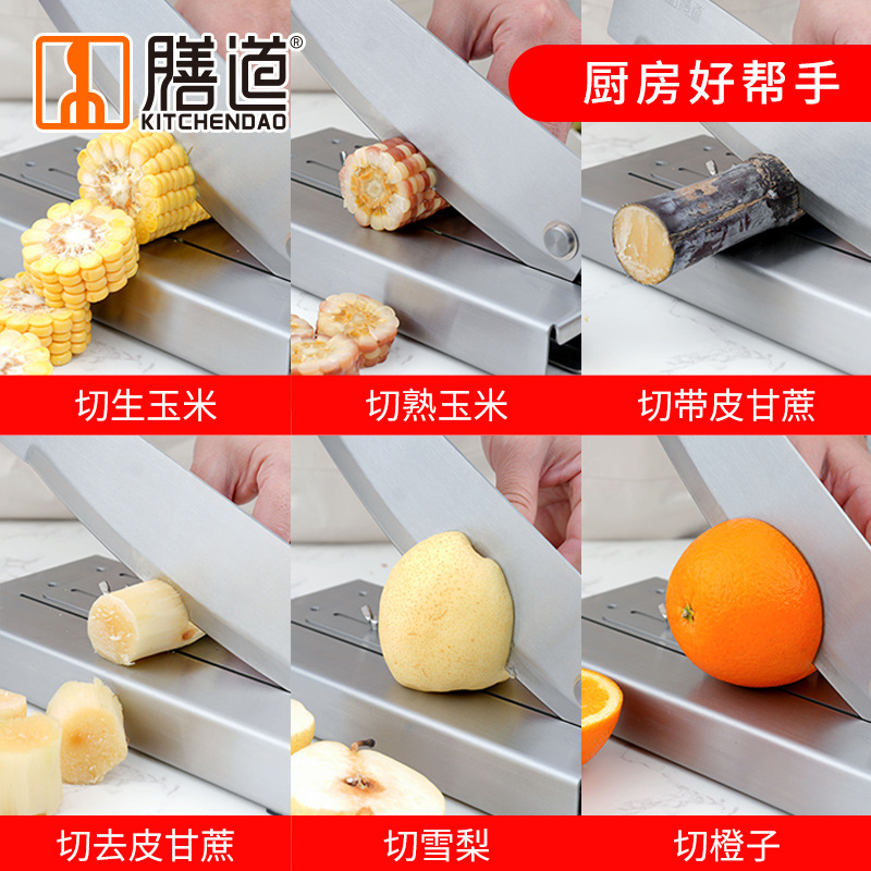 Shandao Factory directly sells 10-inch large corn guillotine, commercial cutting of corn, sugarcane and fruits, thickened stainless steel guillotine details Picture