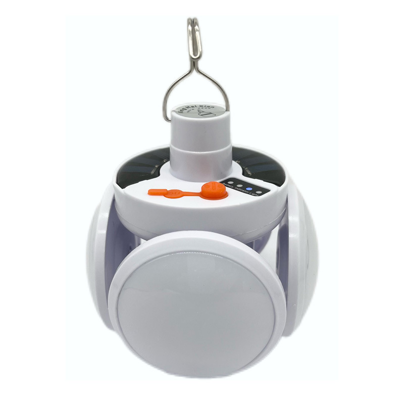 Solar-powered football lamp, long-lasting charging camping lamp, five-sided light-emitting multi-functional folding household emergency bulb lamp Item Picture