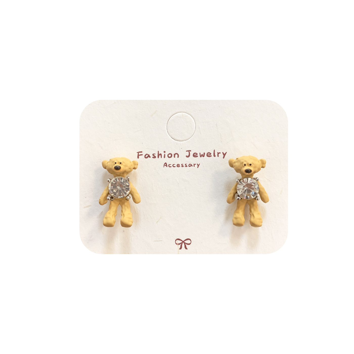 Spring new style of playful cartoon bear pearl stud earrings, silver needle earrings, sweet, niche and exquisite zircon cute earrings Item Picture