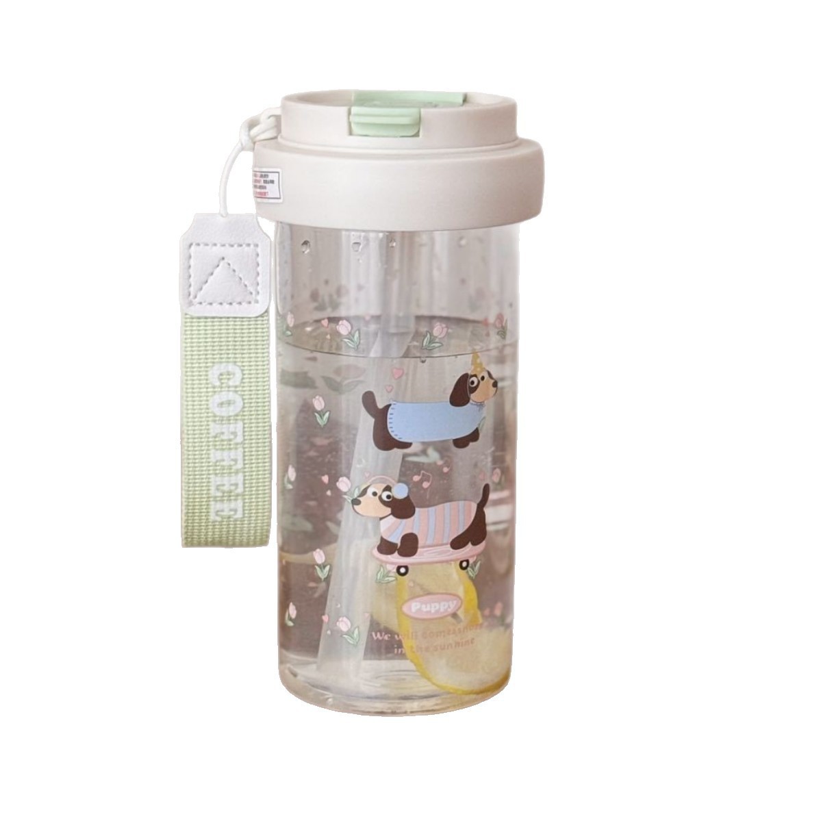 New popular tea cup, portable straw cup, double-drinking tea brewing plastic water cup, special straw water cup for students to go to school Item Picture