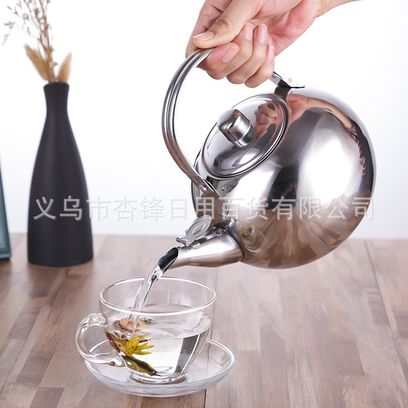 Wholesale stainless steel exquisite teapots, tea kettles, hotel and restaurant tableware, restaurant and cafeteria tea kettles and boiling kettles details Picture
