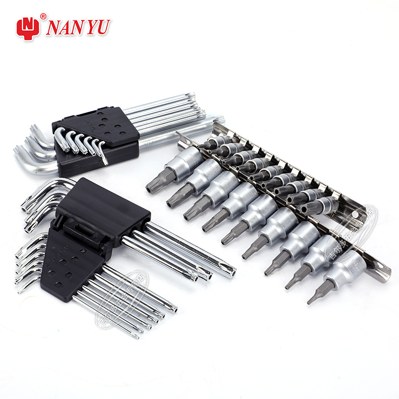 L-shaped Nan Yu inner five-angled wrench, screwdriver, screwdriver tool, hollow plum blossom five-flower outer five-sided five-center hole in the middle Item Picture