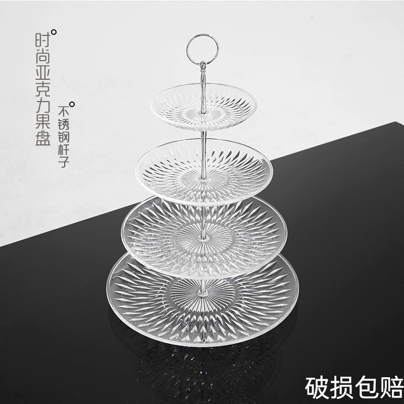 European-style living room transparent acrylic fruit plate, multi-layer home dessert tower, pastries, afternoon tea snacks, cake stand full figure