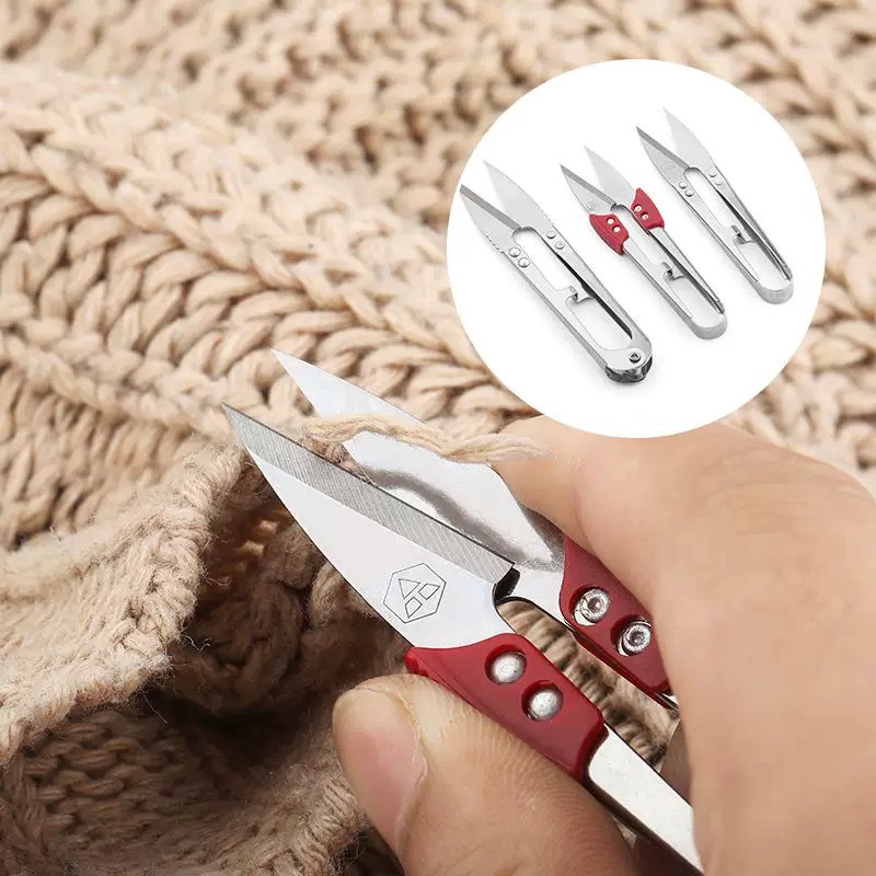 Great Luck PIN character small scissors, spring yarn scissors, stainless steel home tailor scissors, U-shaped cross-stitch scissors, thread ends Specification drawing