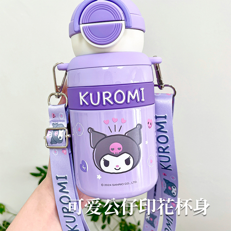 Sanrio student insulated cup, cute cartoon girls' water cup, portable children's straw cup with plush toy and pop-up lid cup Application Scenario