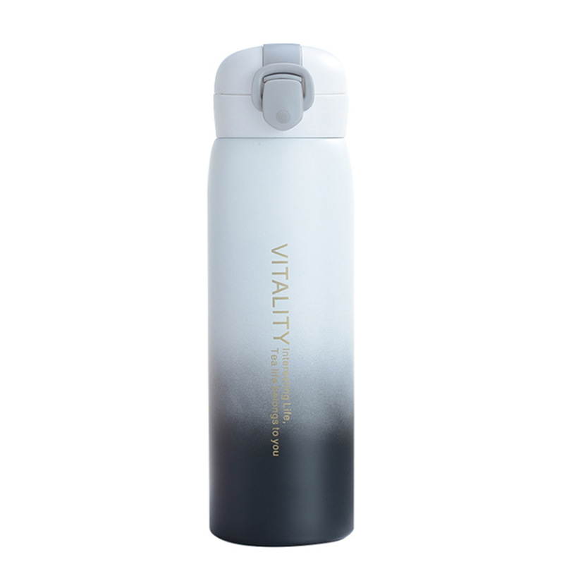 Gradient color insulated cup, Korean version, personalized and creative portable pop-up cap water bottle, trendy forest-themed car water cup for boys and girls Item Picture