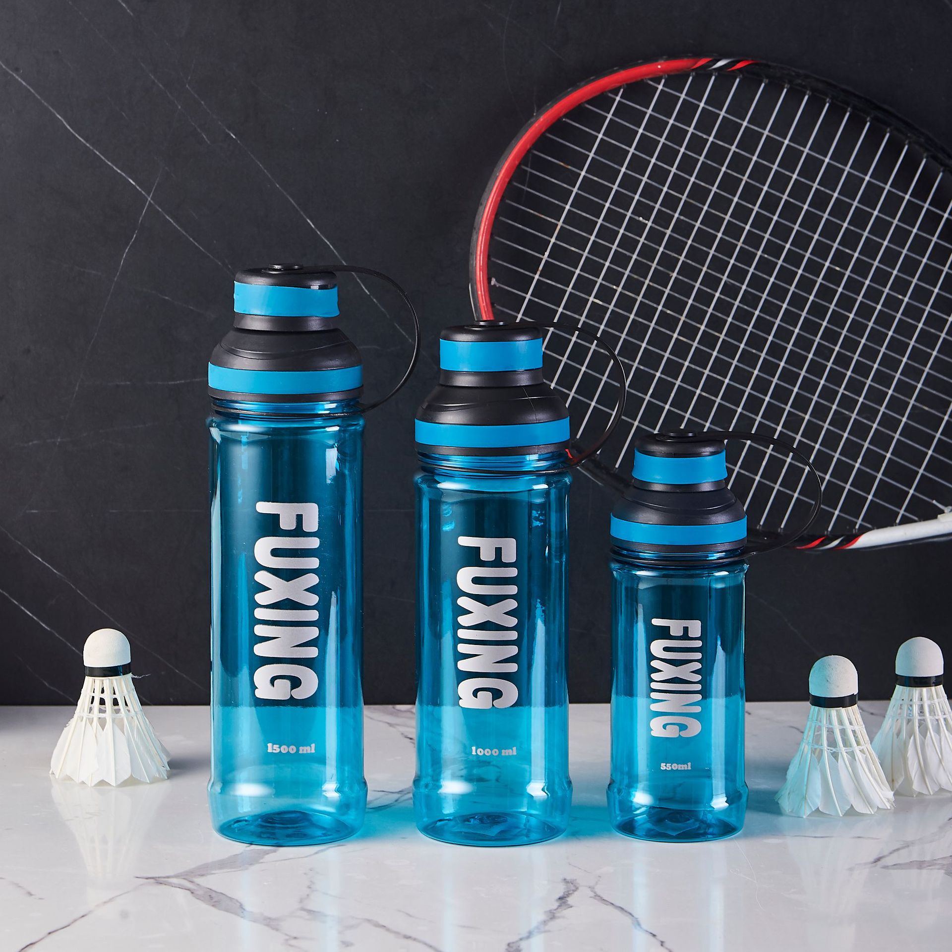 Fuxing large-capacity sports water cup, summer outdoor fitness gift, plastic PC cup, high-temperature resistant space cup printing details Picture