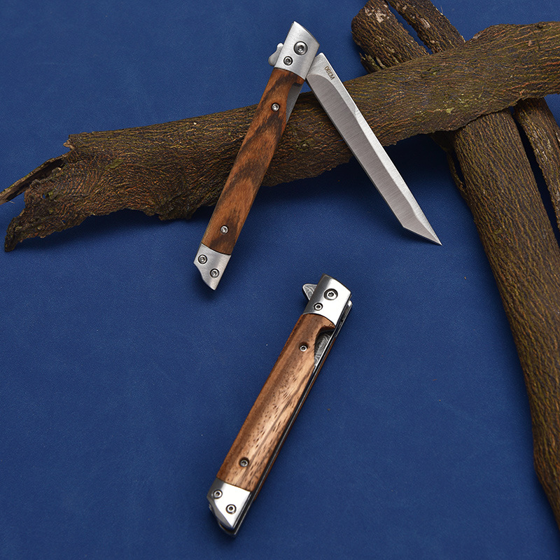 Portable Dashi survival knife, sandalwood handle folding knife, outdoor folding knife, tactical knife, survival wholesale details Picture