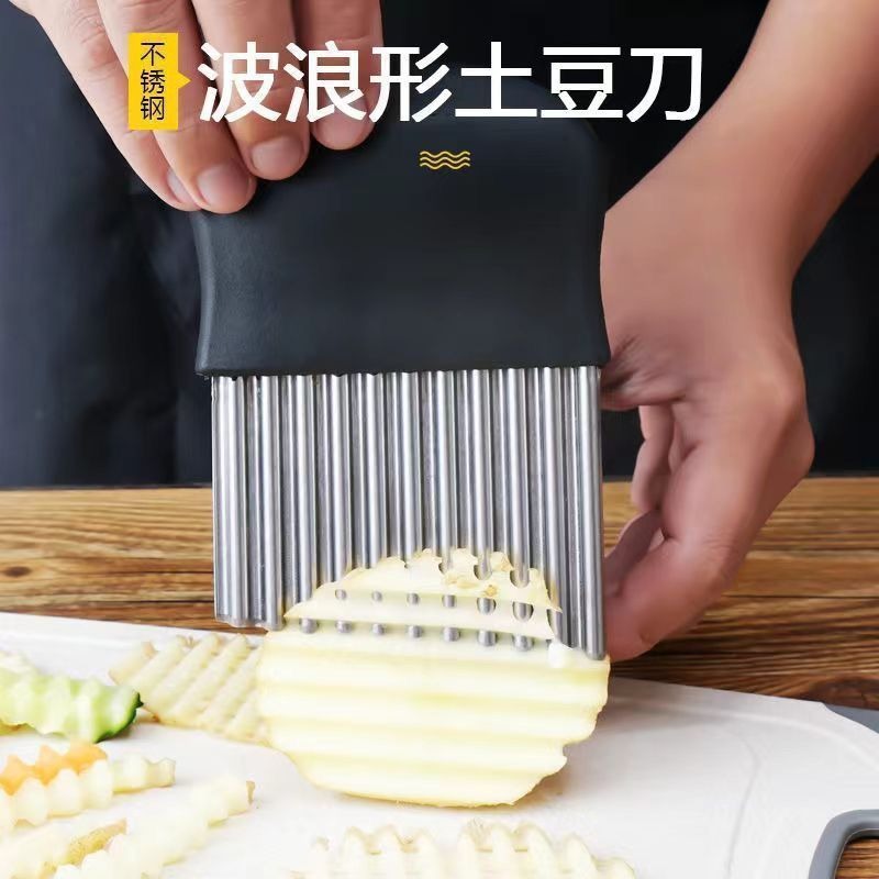 Wavy knife wolf-tooth potato knife for cutting French fries kitchen small tools, stainless steel wavy knife wolf-tooth potato slicer details Picture
