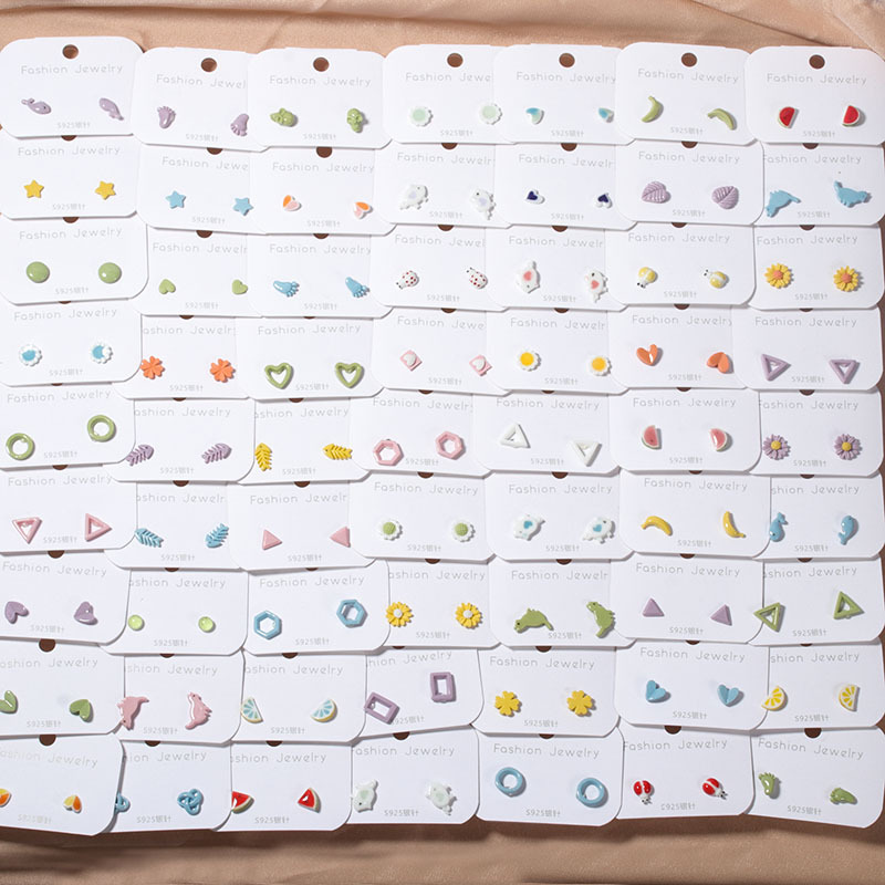 Best-selling silver needle, Jingdezhen ceramic, small female ear studs, student fruit, fresh, versatile and cute earrings wholesale details Picture