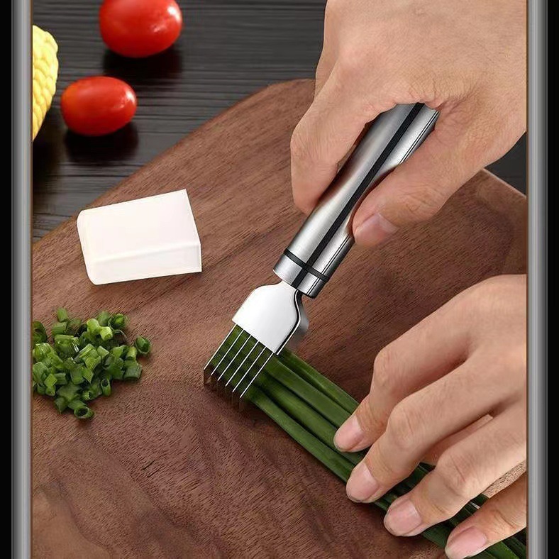 304 stainless steel kitchen multi-functional slicer, household vegetable cutter, manual grilling, dicing of scallions, stainless steel details Picture