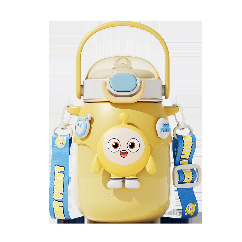 Egg Boy Party Children's water cup, high appearance level for girls, small belly insulated cup, stainless steel straw cup, portable, large capacity Item Picture