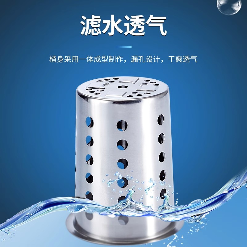 Stainless steel knife and fork box, tableware knife stand, bucket storage box, compartments knife, fork and spoon draining, chopstick holder, milk tea shop collection box Specification drawing