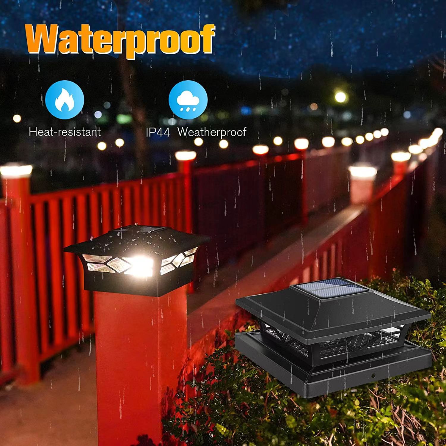 Amazon's best-selling cross-border solar column head light, led outdoor courtyard waterproof gate, villa column light, fence details Picture