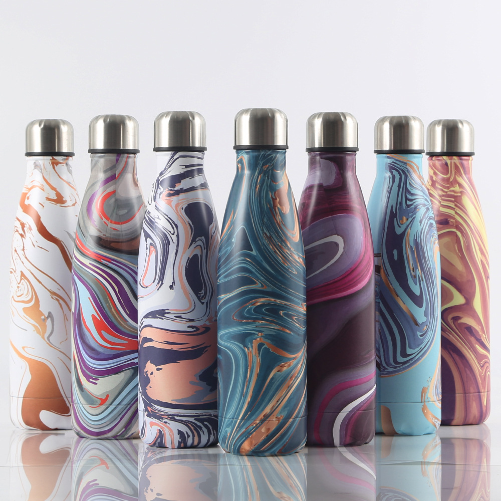 304 stainless steel sports water bottle, cross-border gift cup, wood grain cola bottle, insulated cup. Customization is supported and consignment is available Specification drawing