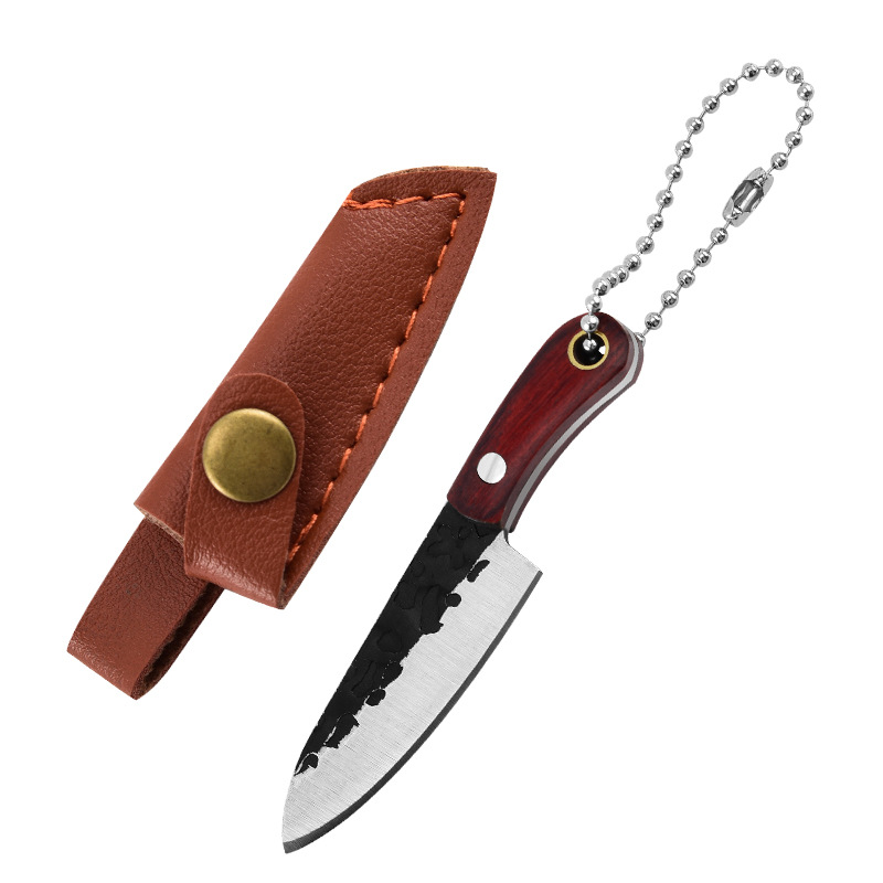 Keychain pendant, small knife, camping portable self-defense tool, forged mini knife, pocket-sized unboxing and unpacking undefined