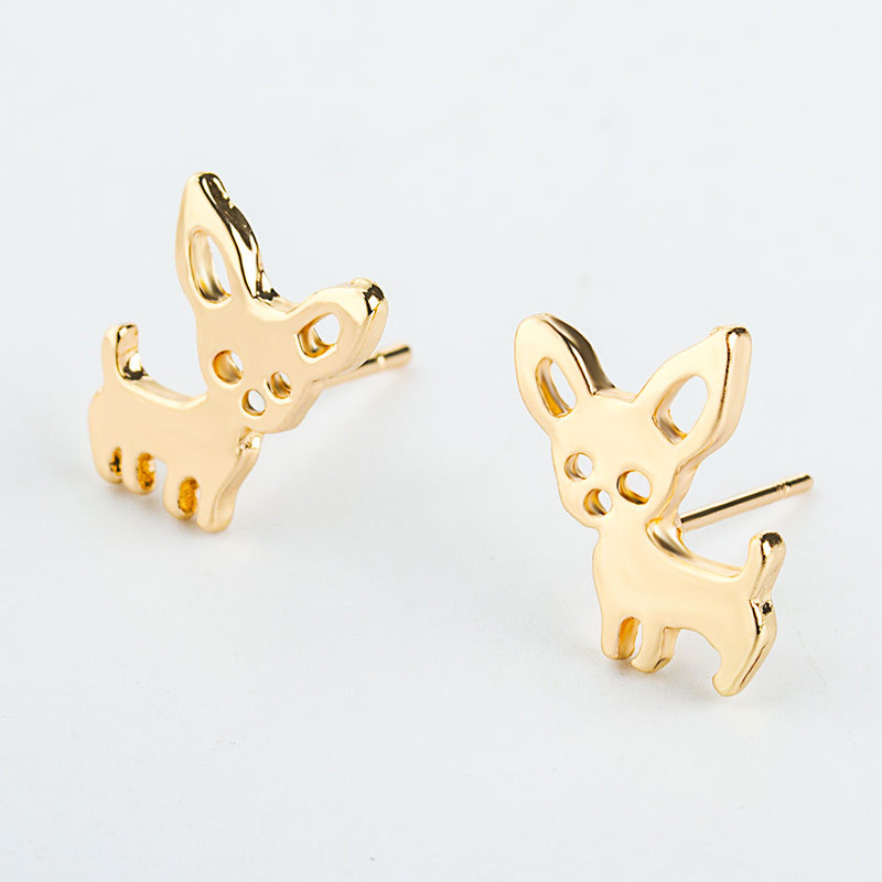 Wholesale of simple and cute European and American dog stud earrings, creative abstract animal earrings for women, and cross-border pet earrings Specification drawing