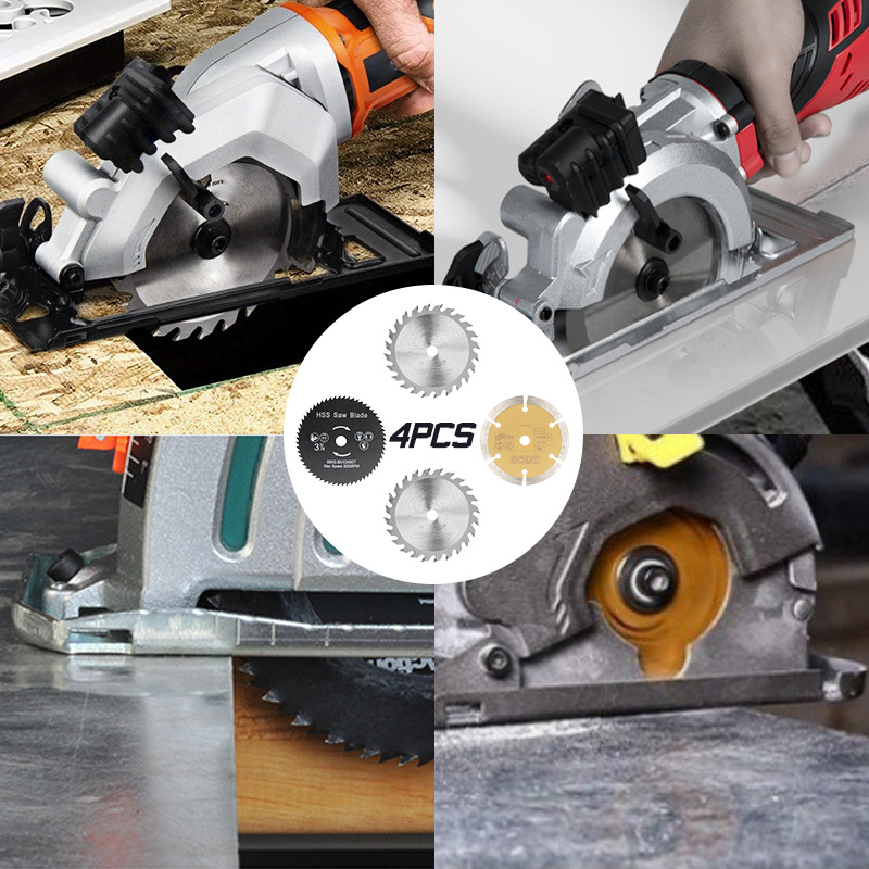 Wholesale of new cross-border 89*10 multi-functional saw blade 4-piece set, plastic woodworking, aluminum and stone cutting tool set Application Scenario