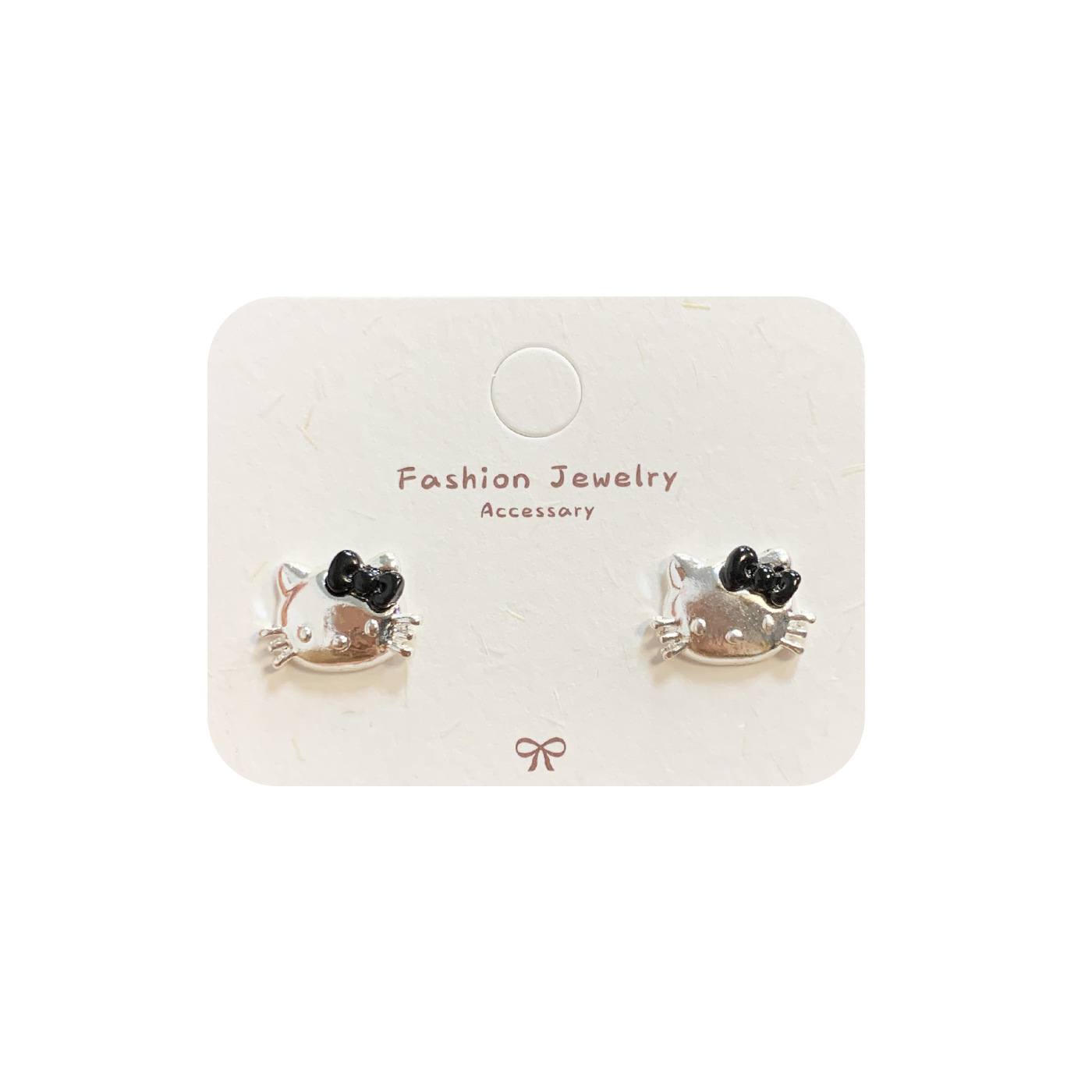 Fun cartoon KT head cat stud earrings Collection, Girls' silver needle Sweet and cool Y2K bow five-pointed star student earrings Item Picture