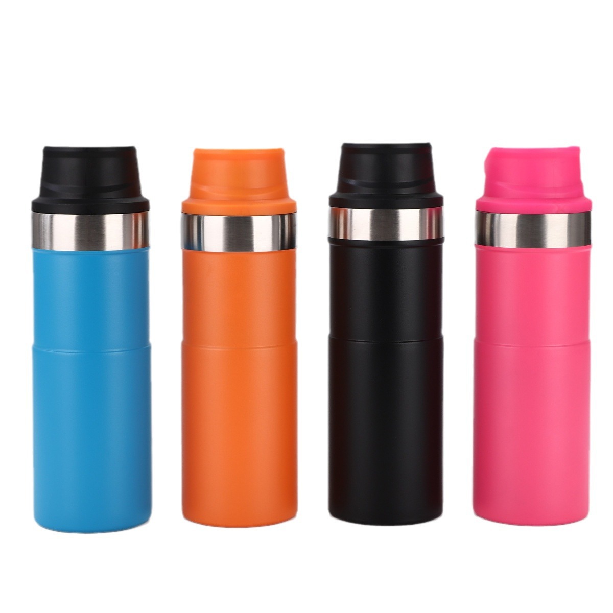 Creative double-layer vacuum 304 stainless steel insulated cup, large-capacity solid-color switch cup, outdoor cycling sports water bottle Item Picture