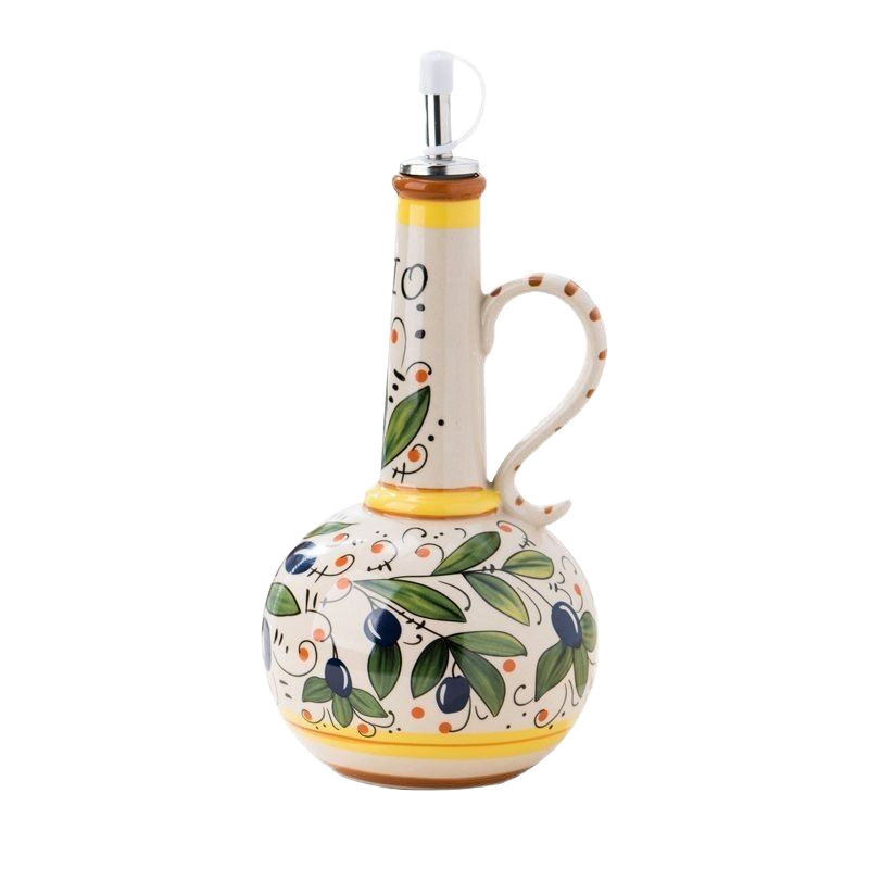 Underglaze painted pottery porcelain bottles, olive oil bottles, oil and vinegar bottles, kitchen seasoning bottles, drainage bottles Item Picture